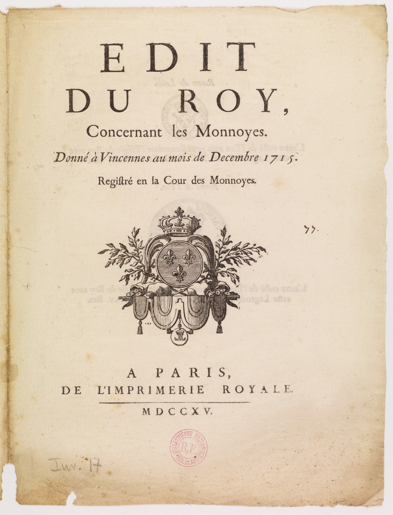 Tarif monétaire de 1715