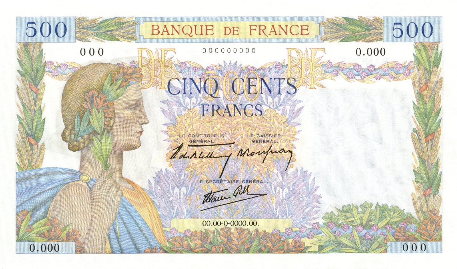 500 francs « La Paix »