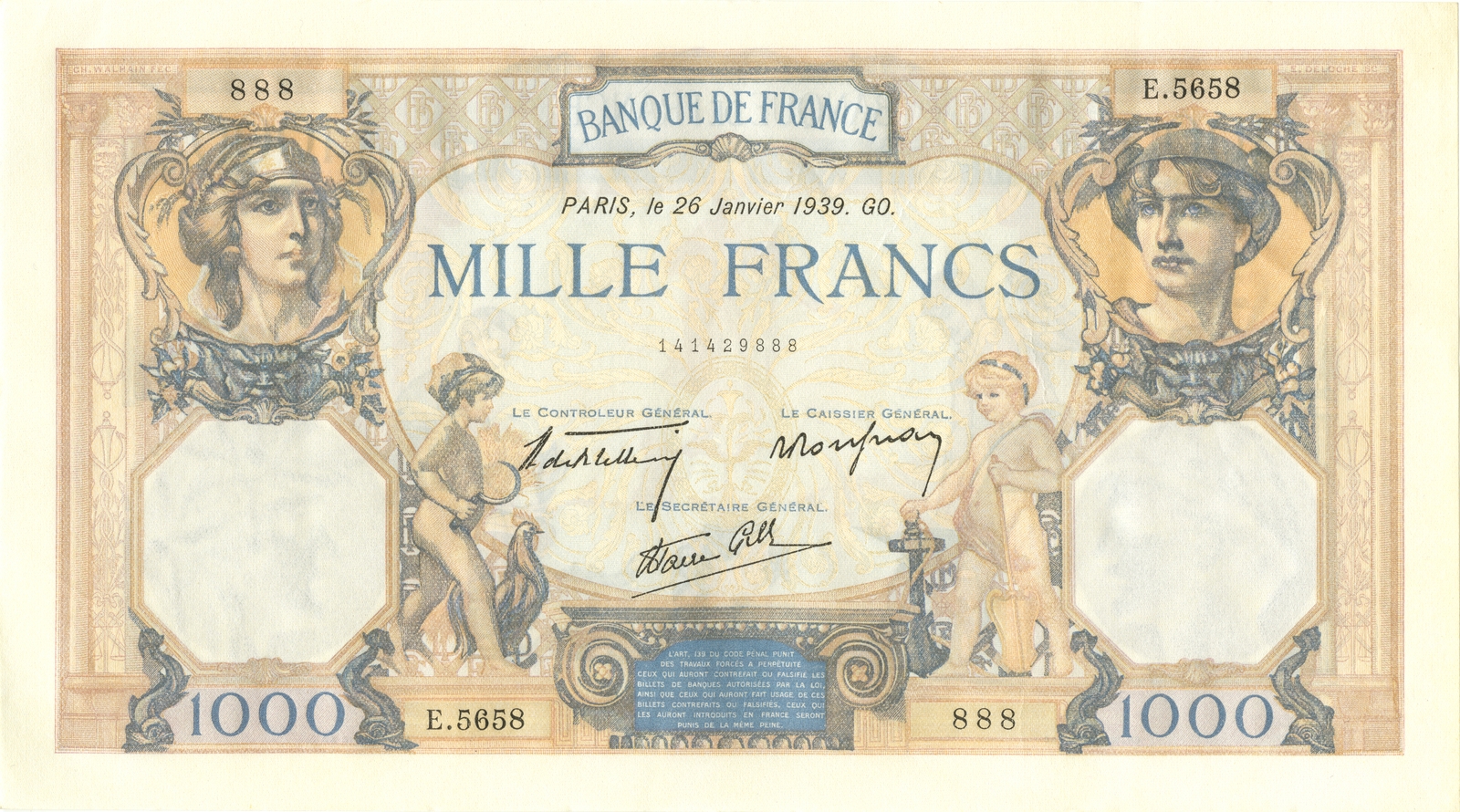 1 000 francs « Cérès et Mercure »