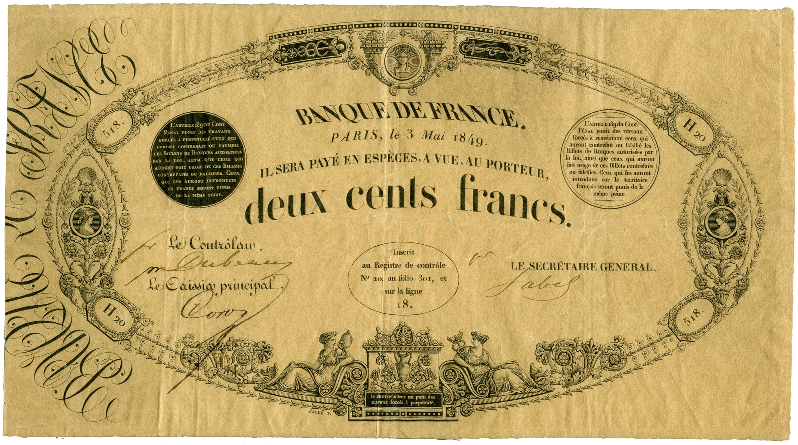 200 francs 1847 1er type