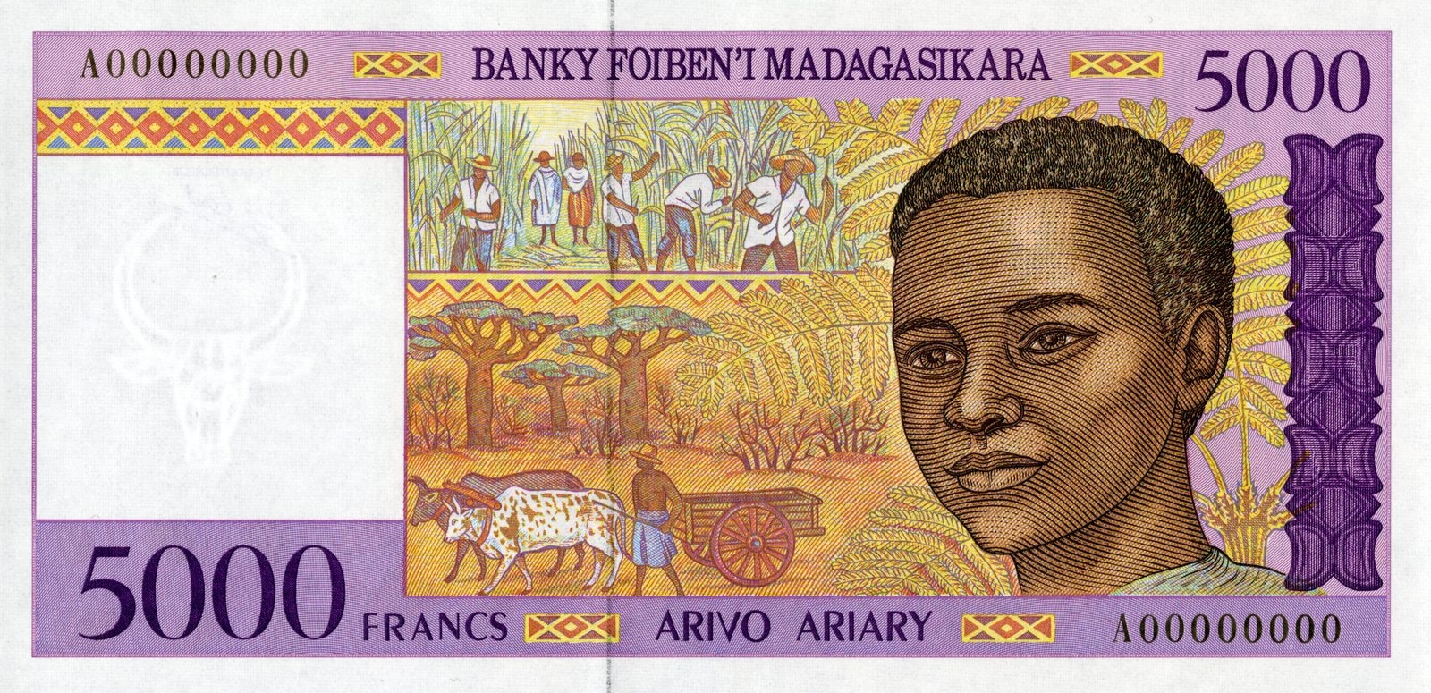 5 000 francs malgaches / 1 000 Ariary