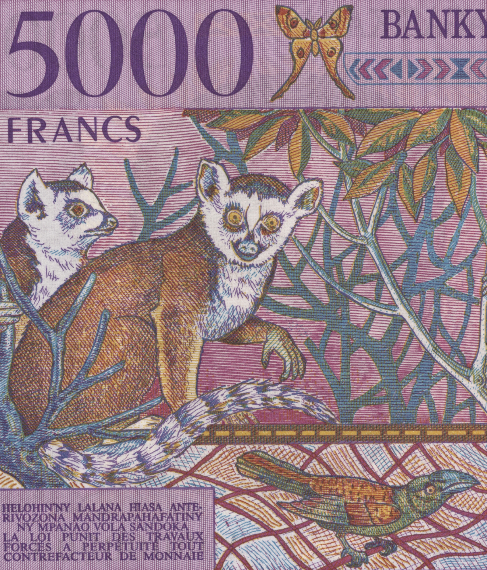 5 000 francs malgaches / 1 000 Ariary