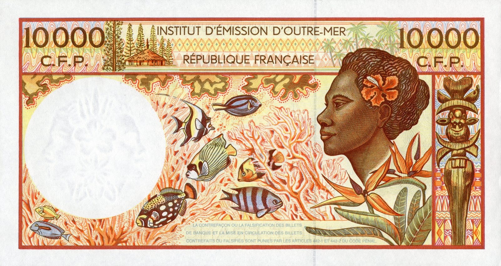 10 000 francs CFP « Femme et poissons »