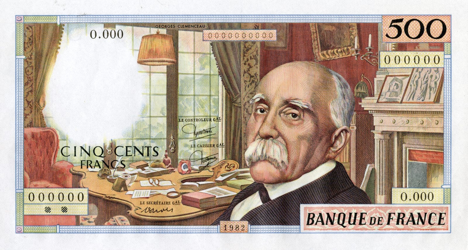 Épreuve du 500 francs « Georges Clemenceau »