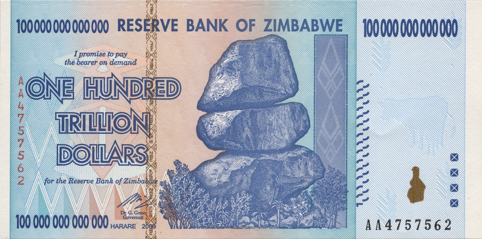 100 trillions de dollars du Zimbabwe