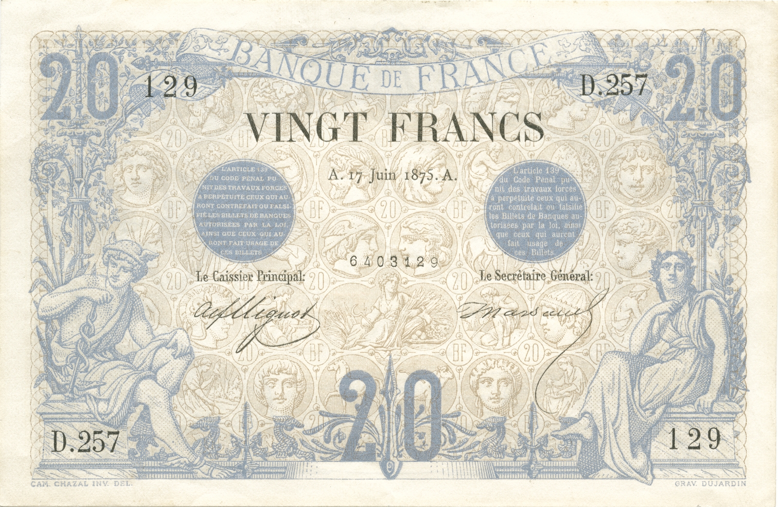 20 francs « Bleu et bistre »