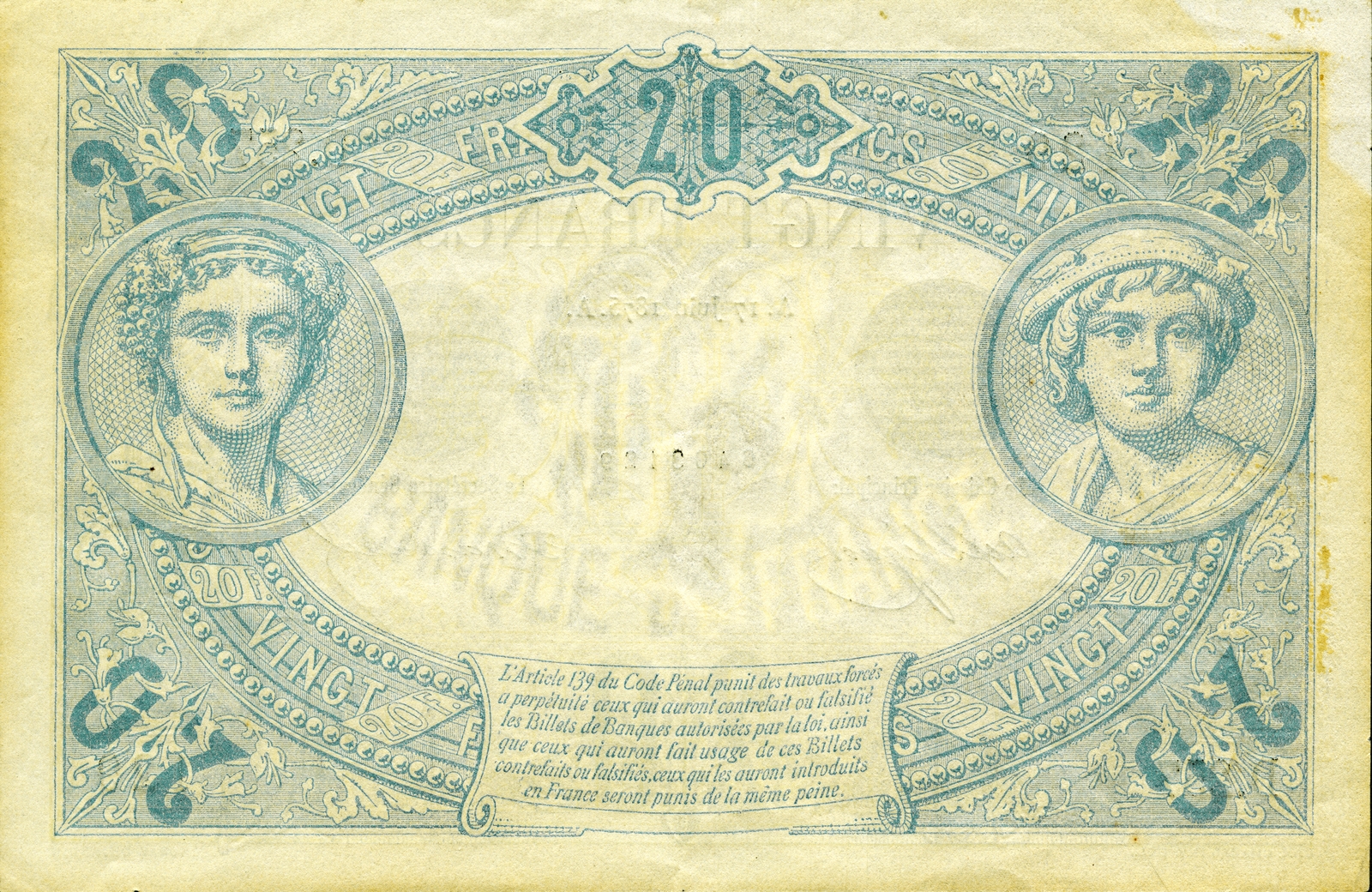 20 francs « Bleu et bistre »