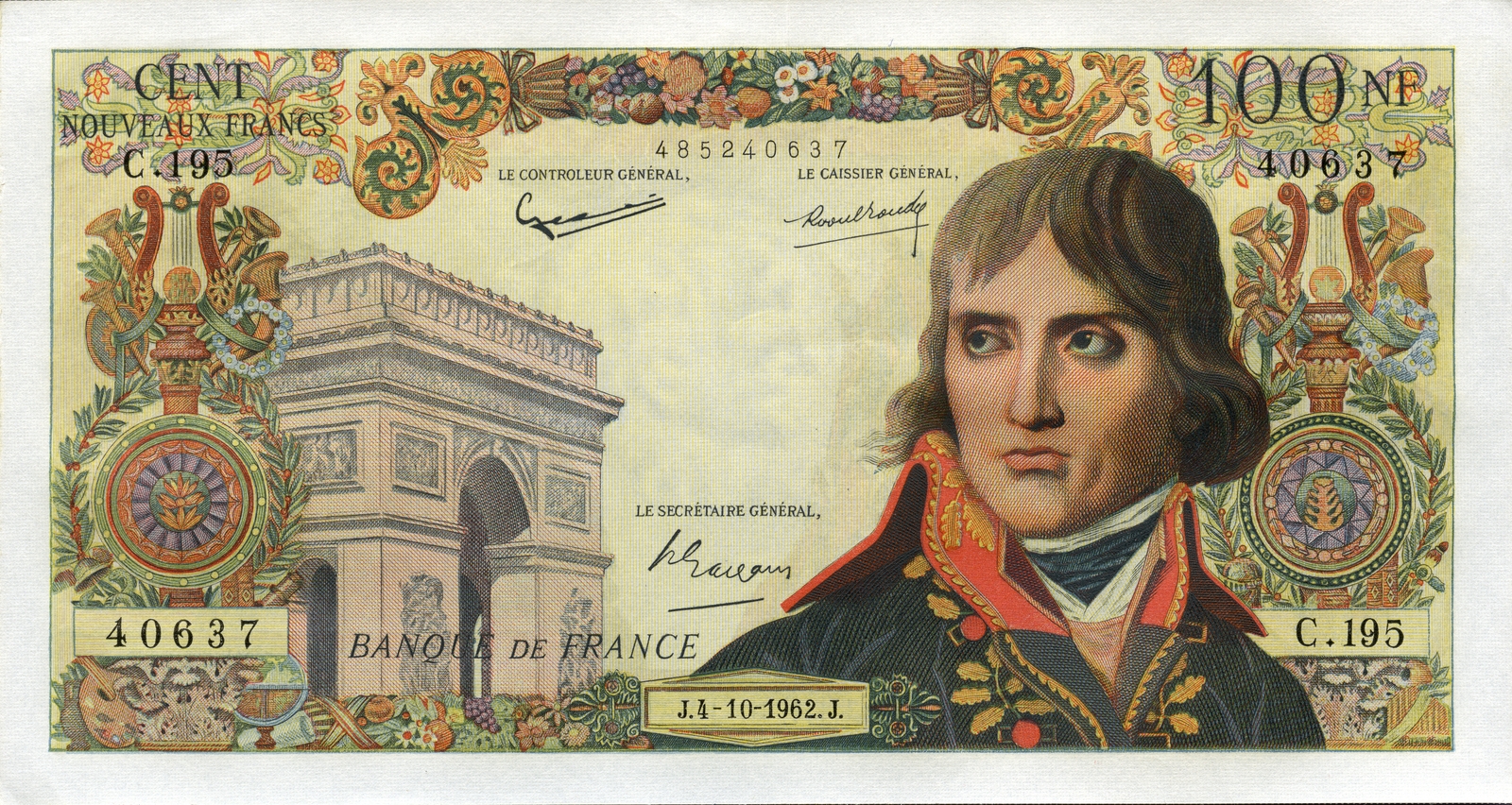 Faux billet de 100 nouveaux francs type 1959 « Bonaparte » Contrefaçon « Bojarski »