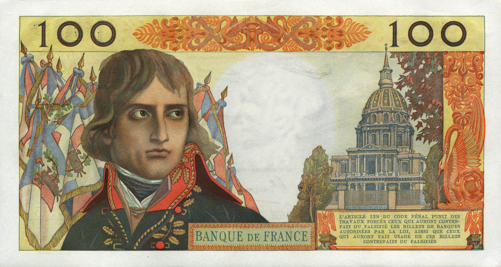 Faux billet de 100 nouveaux francs type 1959 « Bonaparte » Contrefaçon « Bojarski »