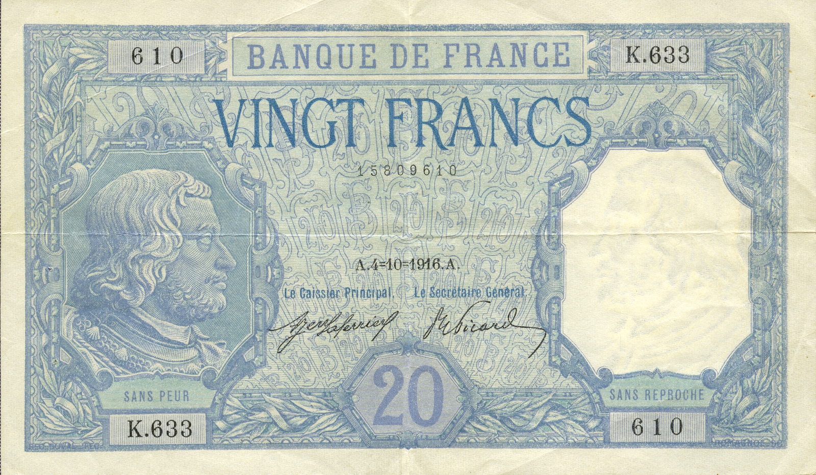 20 francs type 1916 « Bayard »