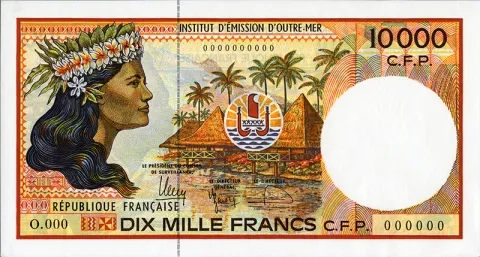 Billet de dix mille francs (recto), Institut d’émission d’outre-mer, 1986 Billet de dix mille francs (recto), Institut d’émission d’outre-mer, 1986