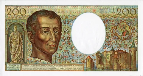 Billet de deux cents francs Montesquieu (verso), 1982 Billet de deux cents francs Montesquieu (verso), 1982