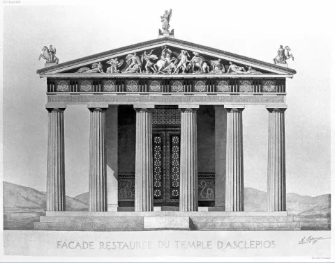 Facade of the Temple of Asclepius restored by Defrasse